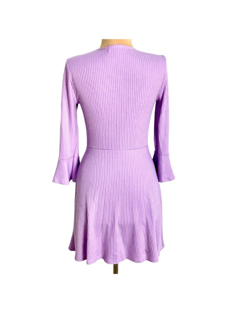 Urban Outfitters Lilac Skater Fairy Coquette Dress S Ribbed Flare Sleeve A-line - Picture 6 of 11